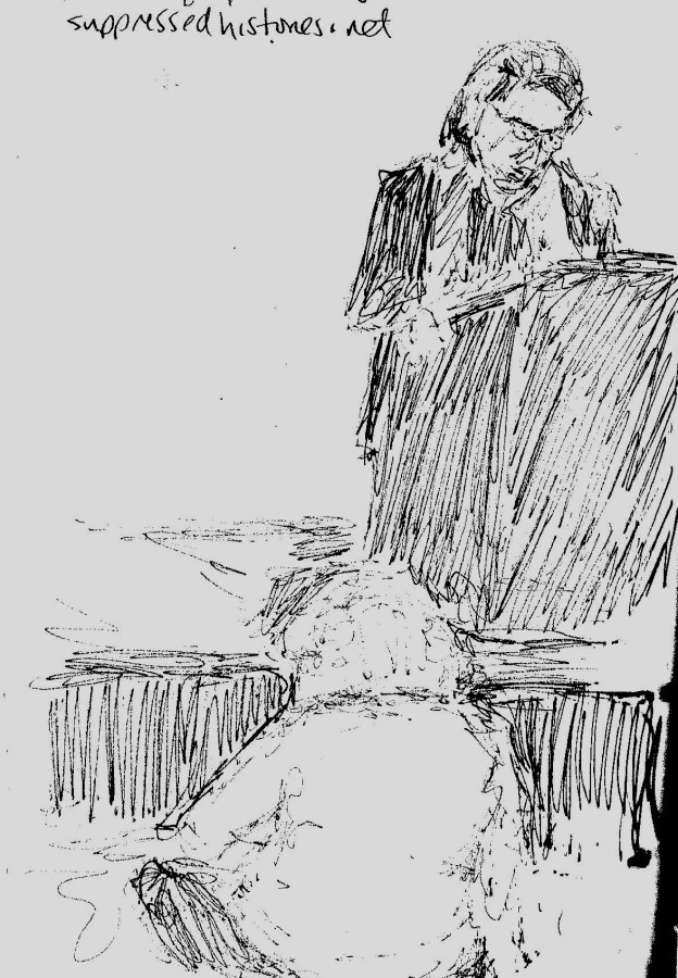 Opening session on Sunday - suppressedhistories.net fascinating but lights out so not much of a drawing! at Feminism in London conf 2015