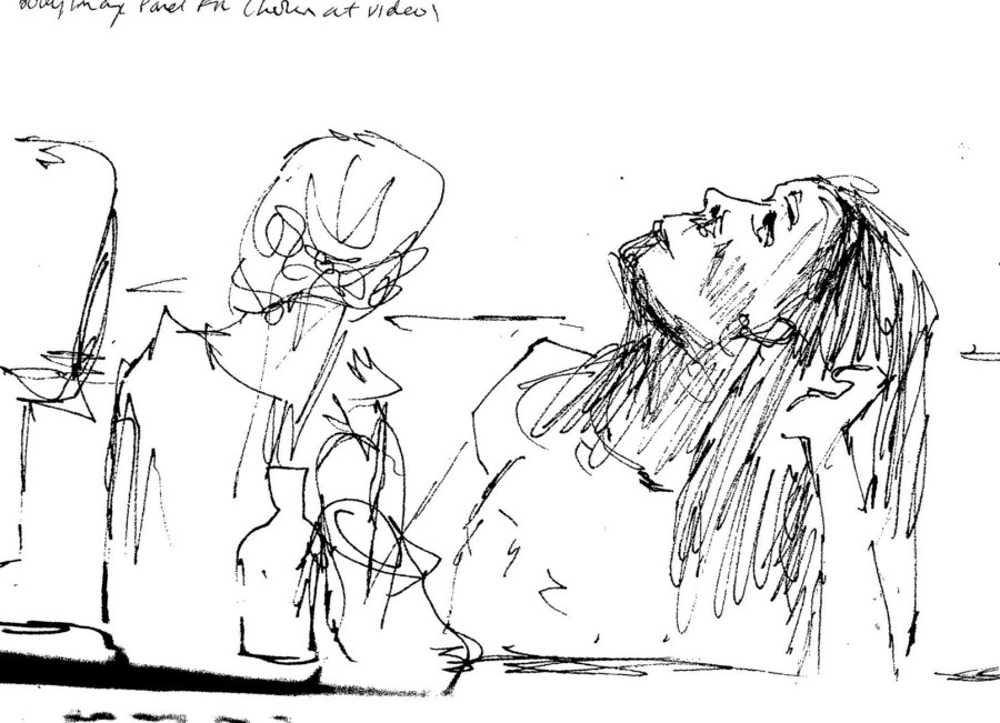 Bodies & Shame panel members looking up at screen to watch a video at Feminism in London conf 2015